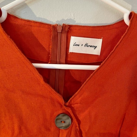 Urban Outfitters Orange Tie Waist Button Short Sleeve Mini Dress Boho Small - Picture 5 of 9